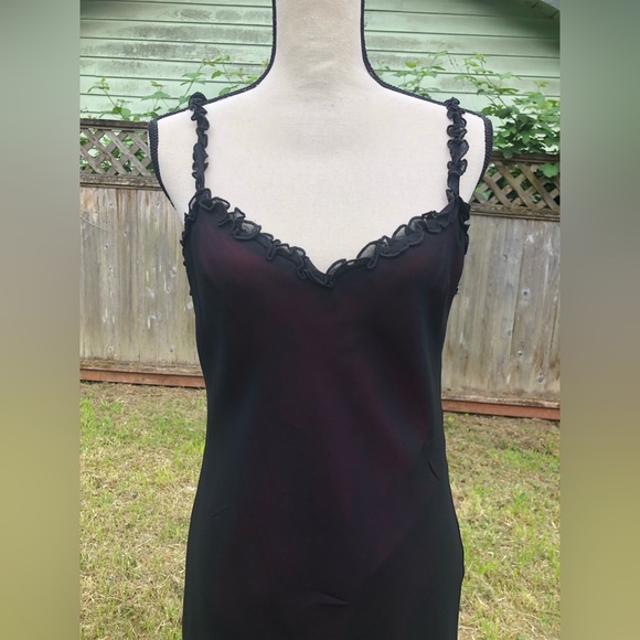 Vintage Y2K Semi Sheer Black and Magenta Maxi Dress - Picture 7 of 15